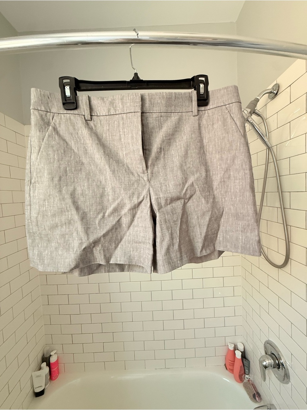 Theory Classic Linen-Blend Women's Shorts - Light Gray